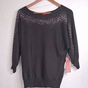 NWT Scarlett Black Embellished Knit Sweater PXL